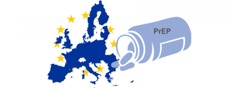 Prep on mahdollista saada EU-reseptillä myös muista EU-maista. Kuvassa perp-lääkepurkki Euroopan kartan vierellä.