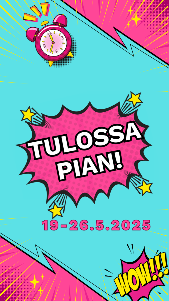 Tulossa pian! -mainosflyer kevään testausviikolle.